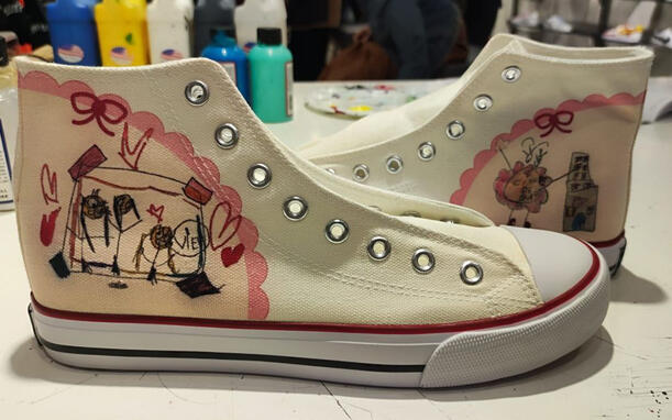 Custom designed sneakers.